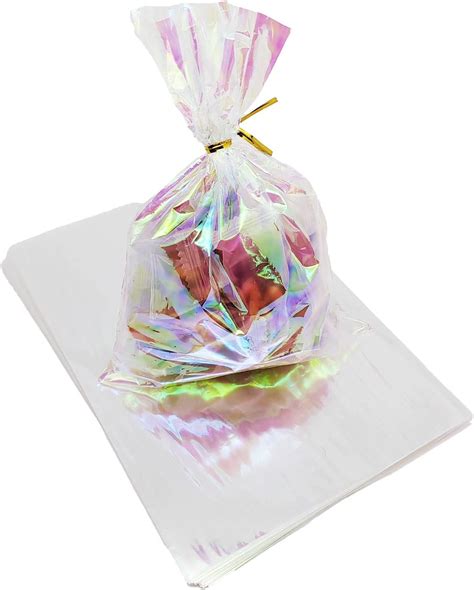 iridescent cellophane bags.